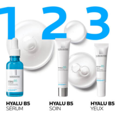 Produits La Roche-Posay Hyalu B5 : sérum, soin, et contour des yeux.