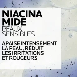 Niacinamide pour peaux sensibles, réduit les irritations et rougeurs.
