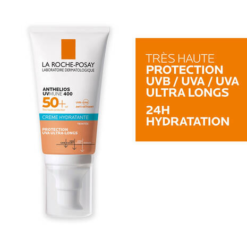 Crème hydratante Anthelios UVMune 400 SPF 50+ avec 24h d'hydratation.
