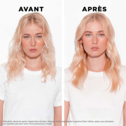 Avant et après l'utilisation des produits Kérastase Elixir Ultime sur cheveux blonds.