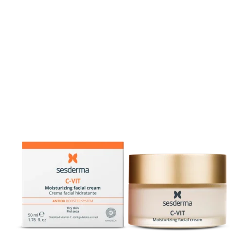 Pot et boîte de crème hydratante visage Sesderma C-Vit 50 ml.