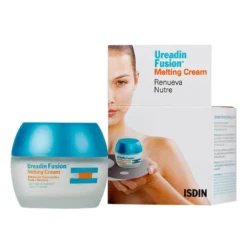 Pot et boîte de la crème ISDIN Ureadin Fusion Melting Cream, qui renouvelle et nourrit la peau.