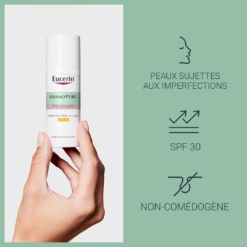 Eucerin Dermopure Fluide Protecteur SPF 30, non-comédogène, pour peaux à imperfections.