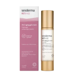 Boîte et flacon de crème-gel anti-âge Sesderma Reti Age, 50 ml.