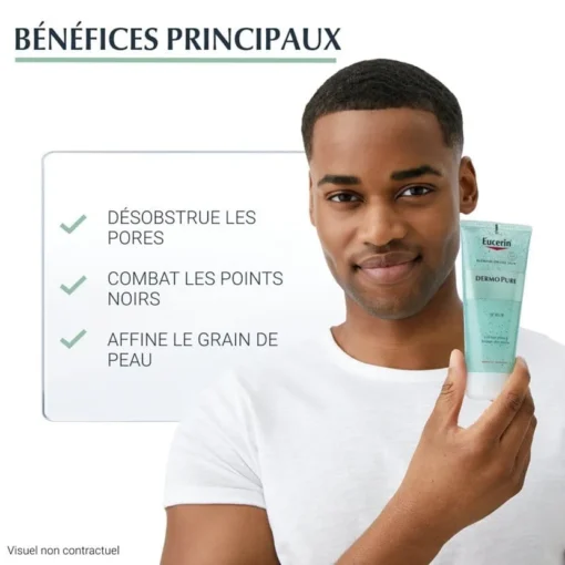 Bienfaits du gommage Eucerin DermoPure pour combattre les points noirs et affiner le grain de peau