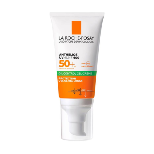 Crème solaire La Roche-Posay Anthelios UVMUNE 400 SPF 50+ en gel-crème de 50 ml, protection UVA ultra-longs, contrôle de l'excès de sébum.