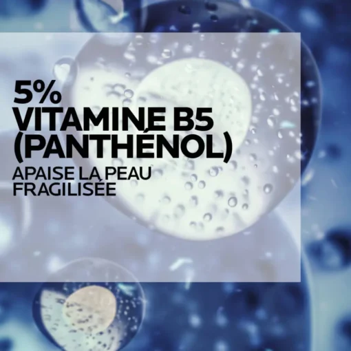 Vitamine B5 (Panthenol) pour apaiser les peaux fragilisées.