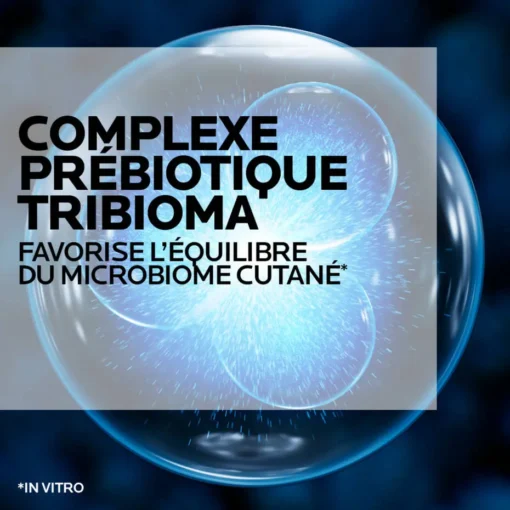 Complexe prébiotique Tribioma favorisant l’équilibre du microbiome cutané.