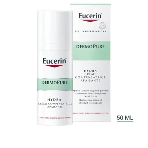 Crème compensatrice apaisante Eucerin Dermopure Hydra pour peaux à imperfections.