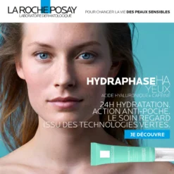 Visuel promotionnel de La Roche-Posay Hydraphase HA Yeux, soin hydratant anti-fatigue.