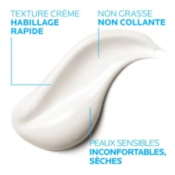 Texture crème non grasse du Lipikar Lait Relipidant La Roche-Posay 400 ml, pour peaux sensibles et sèches.
