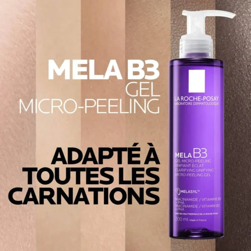 Gel Mela B3 micro-peeling La Roche-Posay, adapté à toutes les carnations.