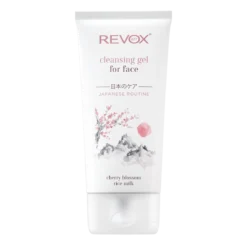 Tube de gel nettoyant visage Revox B77, parfum fleur de cerisier et lait de riz, routine japonaise.