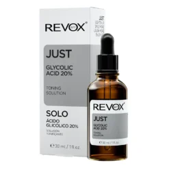 Solution tonifiante Revox Just Glycolic Acid 20% avec sa boîte.