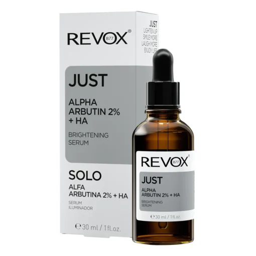 Sérum éclaircissant Revox Just Alpha Arbutin 2% + HA avec sa boîte.