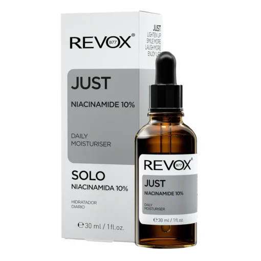 Sérum hydratant Revox Just Niacinamide 10% avec sa boîte.