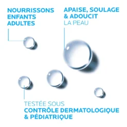 Eau thermale La Roche-Posay pour nourrissons, enfants et adultes, testée sous contrôle dermatologique et pédiatrique.