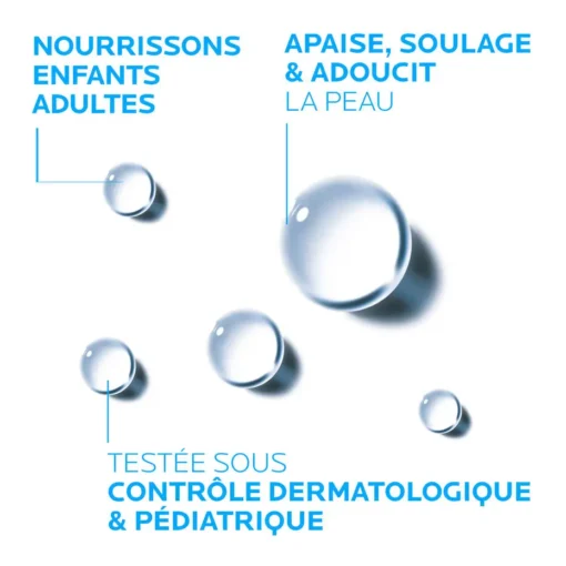 Eau thermale La Roche-Posay pour nourrissons, enfants et adultes, testée sous contrôle dermatologique et pédiatrique.