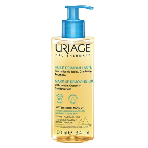 Uriage Huile Démaquillante 100 ml aux huiles de jojoba, cranberry et tournesol, pour enlever le maquillage waterproof.