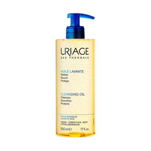 Uriage Huile Lavante 500 ml, nettoyante et nourrissante pour peaux sensibles, hypoallergénique.