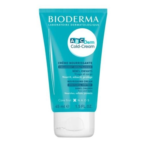 Tube de Bioderma ABCDerm Cold-Cream, crème nourrissante pour bébés et enfants, visage et corps, 45 ml.