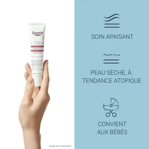 Eucerin AtopiControl Crème, soin apaisant pour peau sèche à tendance atopique, convient aux bébés.