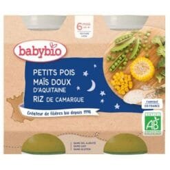 BABYBIO PETIT POIS MAIS DOUX D'AQUITAINE RIZ DE CAMARGUE 2*130 G
