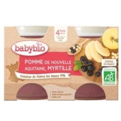 BABYBIO PETITS POTS POMME ET MYRTILLE BIO 2x130G