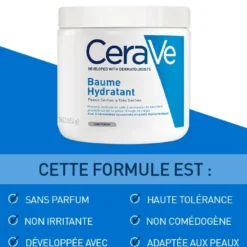 CeraVe Baume Hydratant avec formule haute tolérance pour peaux sèches