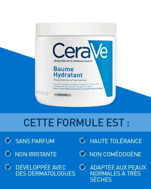 CeraVe Baume Hydratant avec formule haute tolérance pour peaux sèches