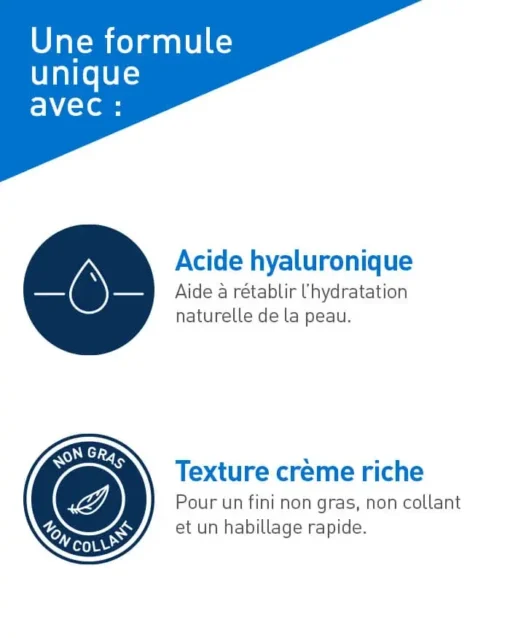 Formule unique du Baume Hydratant CeraVe avec acide hyaluronique