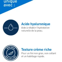 Formule unique du Baume Hydratant CeraVe avec acide hyaluronique et texture non grasse