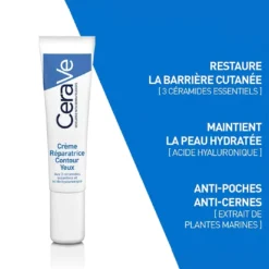 Crème réparatrice contour des yeux CeraVe, aux 3 céramides essentiels, 14 ml