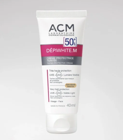 ACM Dépiwhite.M Crème protectrice teintée SPF 50, tube de 40 ml.