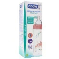 DODIE BIBERON SENSATION+ANTI COLIQUE TETINE PLATE 330 ML ROSE