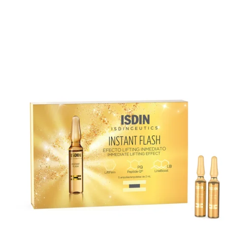 Boîte d'ampoules ISDIN Instant Flash effet lifting immédiat.