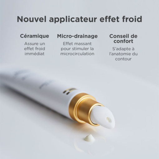 Gros plan sur l'applicateur céramique effet froid de la crème ISDIN K-Ox Eyes.