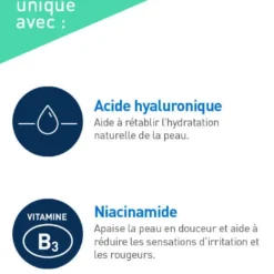 CeraVe Gel Moussant avec acide hyaluronique et niacinamide pour apaiser la peau