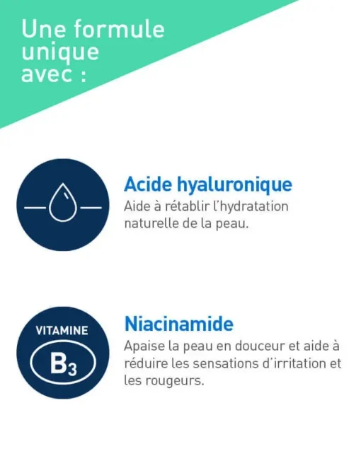 CeraVe Gel Moussant avec acide hyaluronique et niacinamide pour apaiser la peau