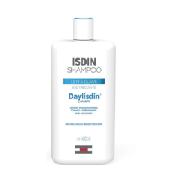 Bouteille de shampooing ISDIN Daylisdin Ultra Suave 400 ml.