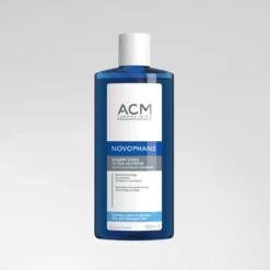 Flacon de shampoing ultra-nutritif ACM Novophane 200 ml pour cheveux secs.