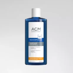 Flacon de shampoing énergisant ACM Novophane de 200 ml pour cheveux ternes.