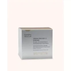 Emballage de la crème Sensilis Origin Pro EGF-5 traitement régénérant et rajeunissant.