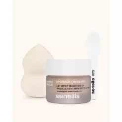 Kit de crème maquillage effet lifting Sensilis Upgrade 50 ml avec applicateur éponge et spatule.