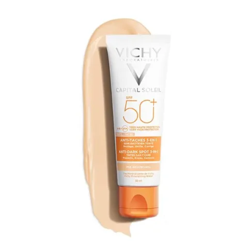 Vichy Capital Soleil SPF 50+ Anti-Taches 3-en-1, protection solaire teintée