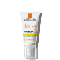 La Roche-Posay Anthelios Anti-Imperfections SPF 50+, gel-crème correcteur avec haute protection UVB-UVA et action anti-oxydante.