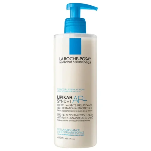 Lipikar Syndet AP+ flacon pompe 400ml, crème lavante anti-irritation et anti-grattage.