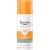 Gel-crème solaire Eucerin Oil Control SPF 50+ pour peaux à imperfections, avec toucher sec et protection UVA/UVB.